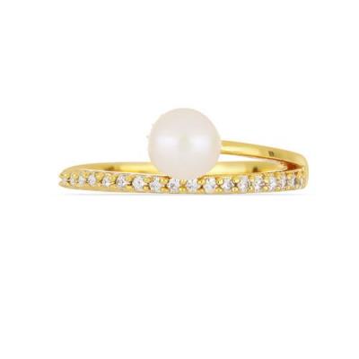 BUY UNIQUE WHITE FRESHWATER PEARL GEMSTONE BRASS  RING